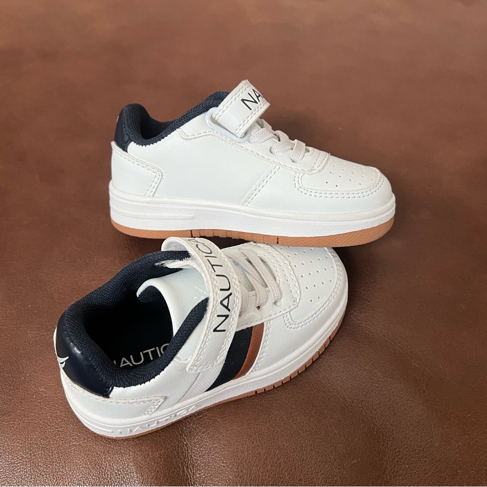Nautica Kids White and Navy Sneakers
